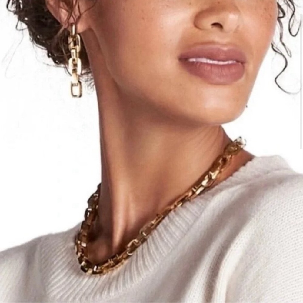 Eddie Borgo Supra Link Necklace & earring set 24 K GOLD plated new